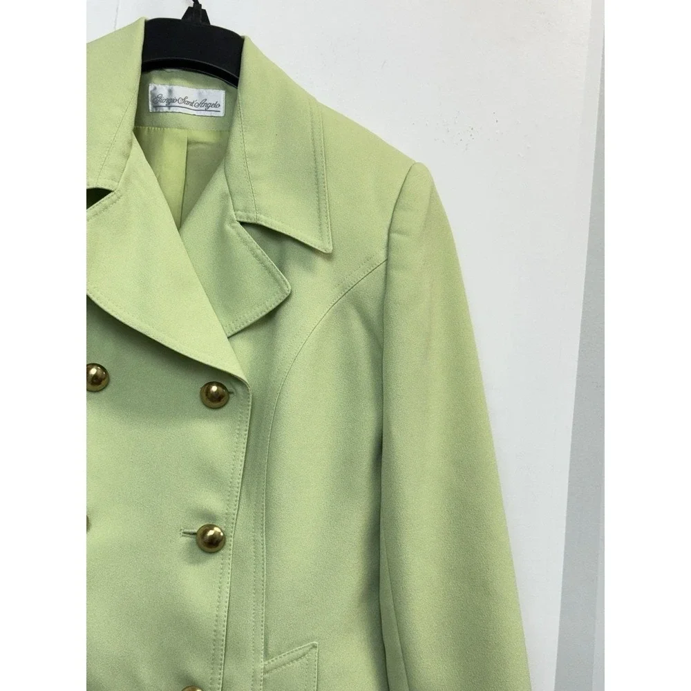 Classic Double-Breasted Green Blazer & Skirt Suit